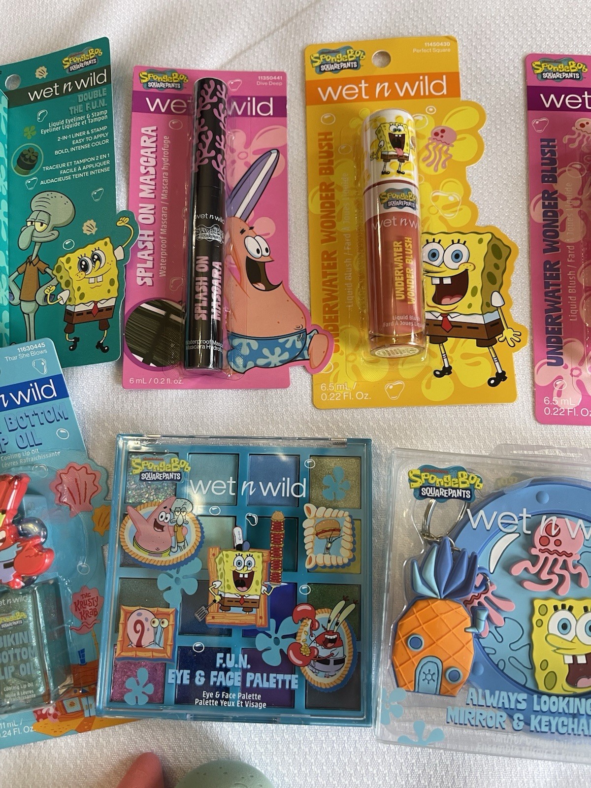 SpongeBob x Wet n Wild Makeup Lot Gloss Palette Mascara Mirror Eyeliner Sponge