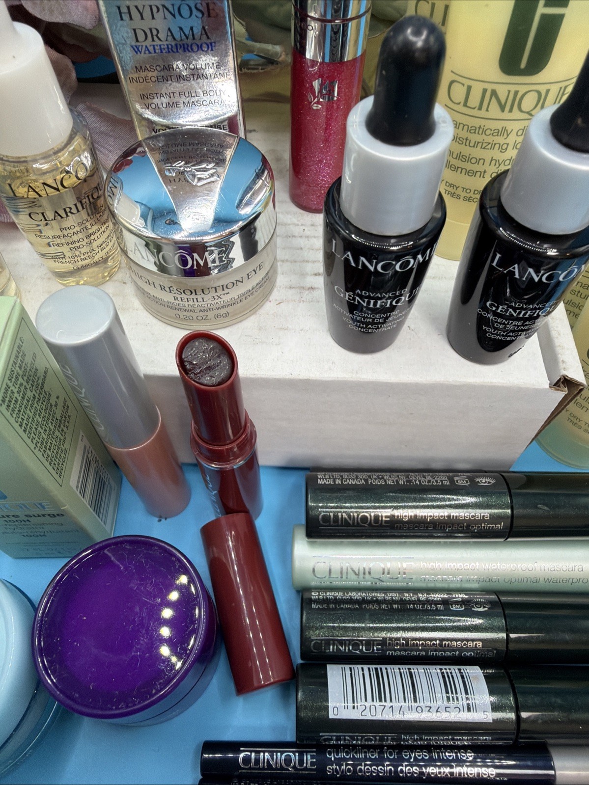 24 Piece Lot Of Lancome & Clinique Travel / Sample Sizes Skincare Makeup