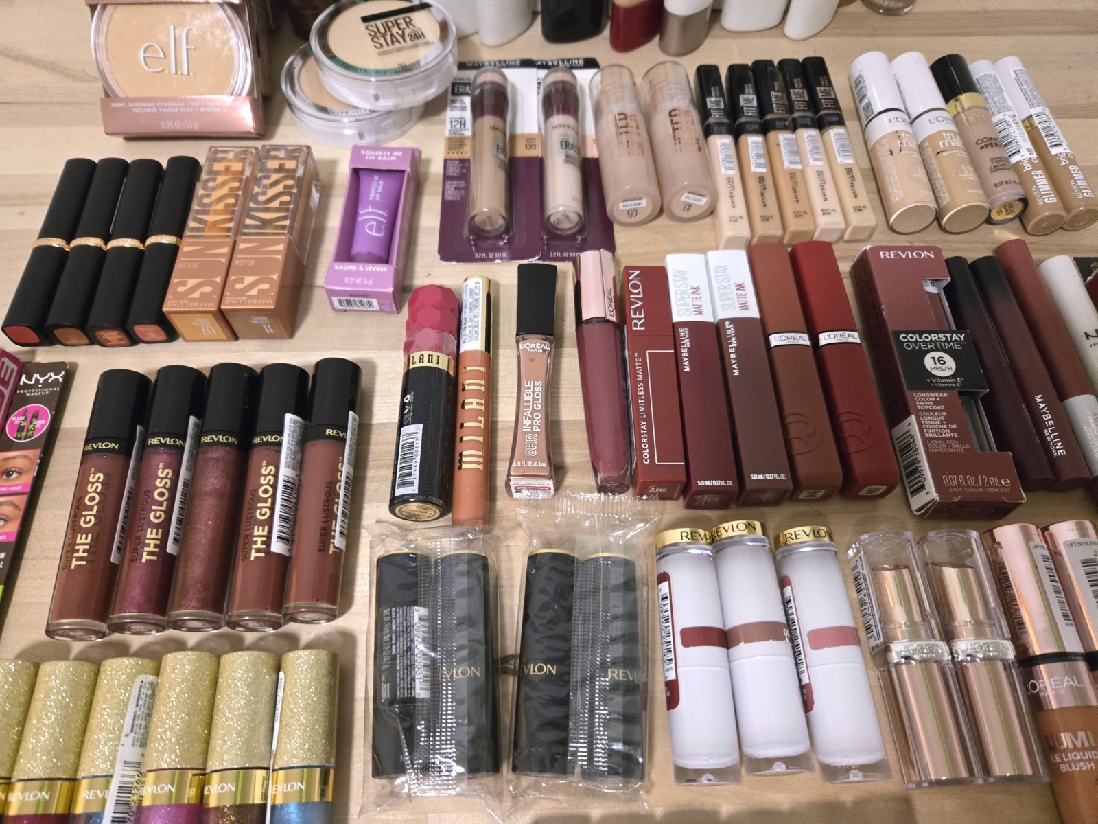 100 Pc Mixed Makeup Wholesale Lot – Revlon Elf Maybelline L’Oreal Milani Nyx