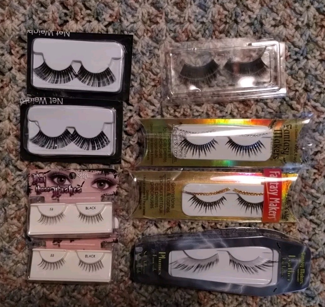 8 Mix Lot Wet n Wild Fantasy Makers Bat Those Lashe Feather Gemstone Eyelashes