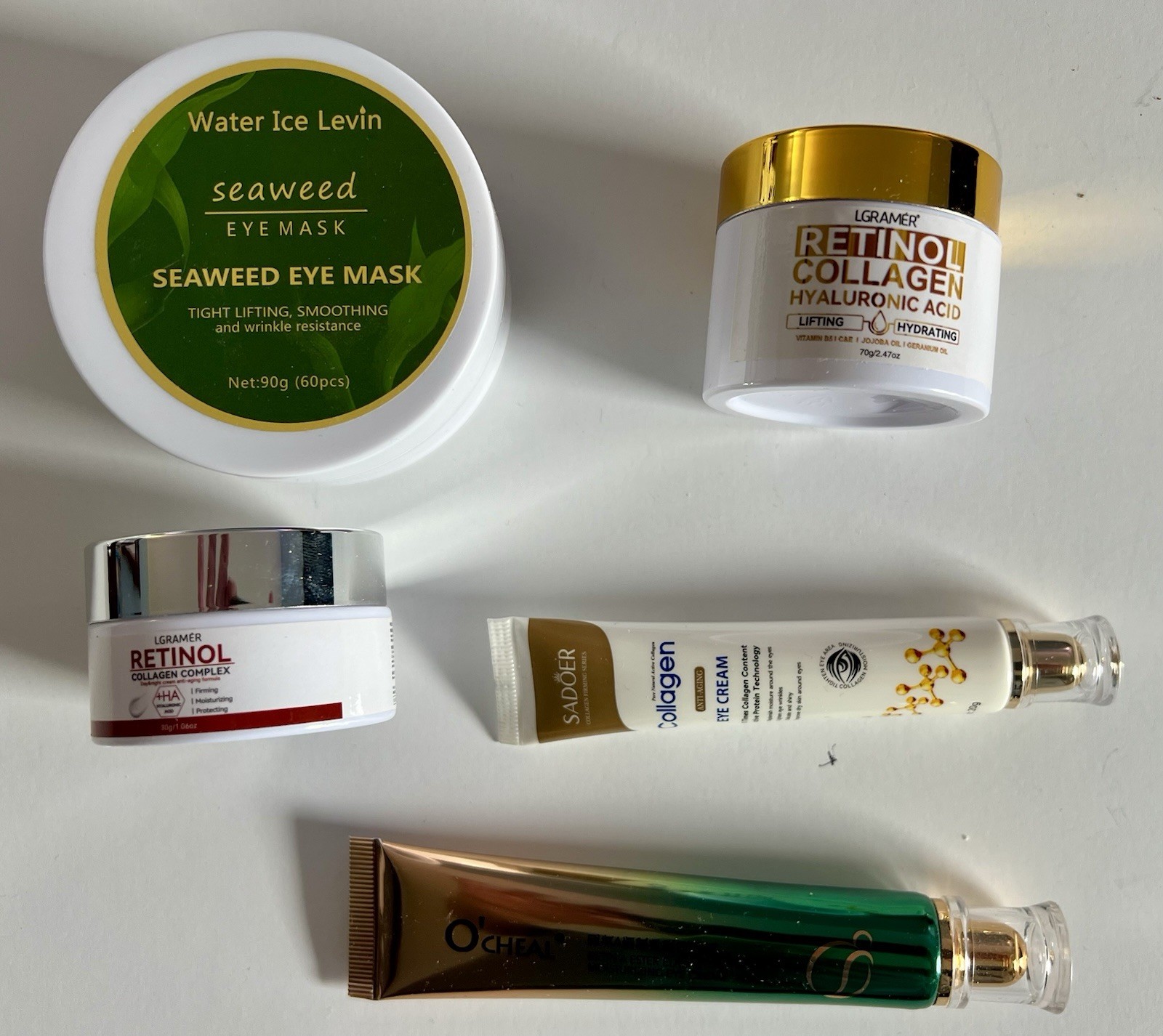 New Unused 5 Pc Skincare Lot Retinol Collagen Eye Cream Seaweed Mask