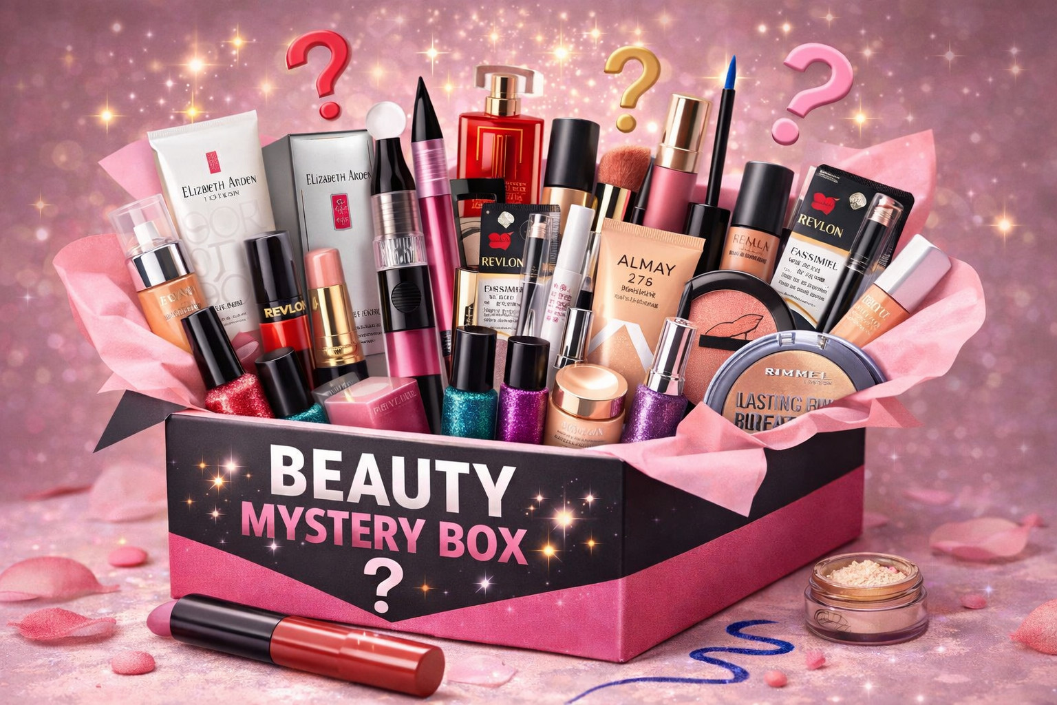 Beauty Mystery Box – 15 Makeup Items | Elizabeth Arden, Revlon, Almay & More