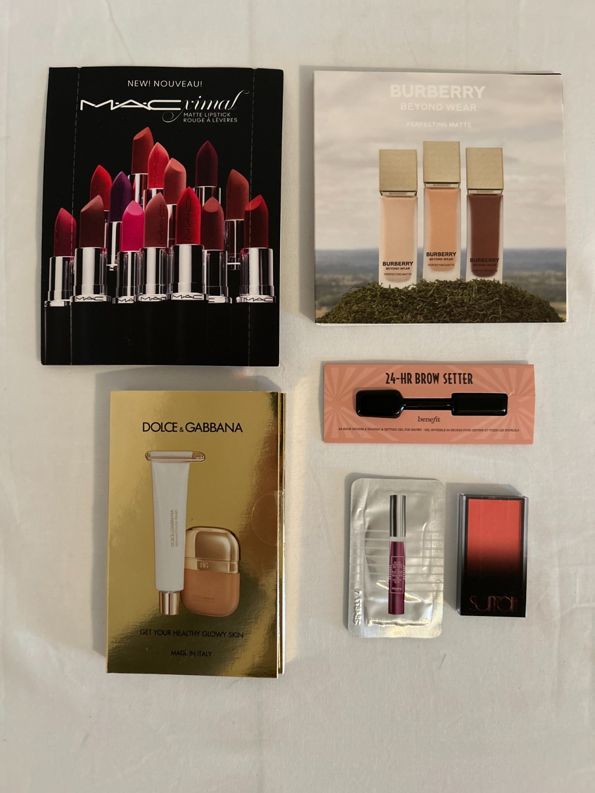 MAC Burberry Benefit Sisley D&G Surratt Makeup Samples Lot – Set of 6