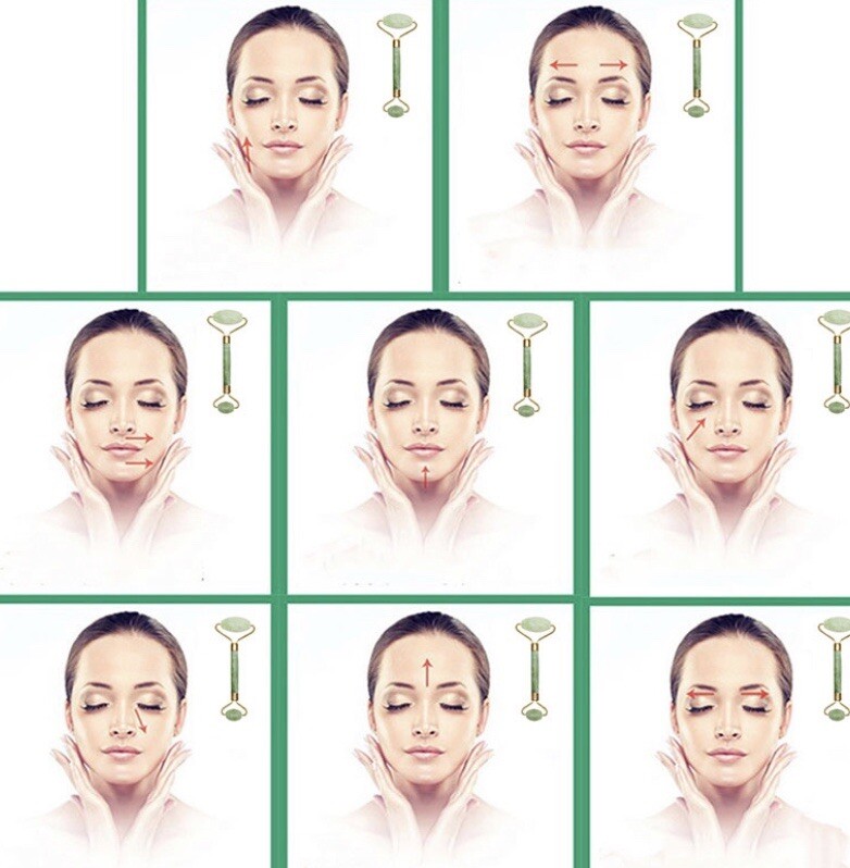 Jade Stone Face Roller and Gua Sha Set Facial Treatment Skin Care Regimen Tool