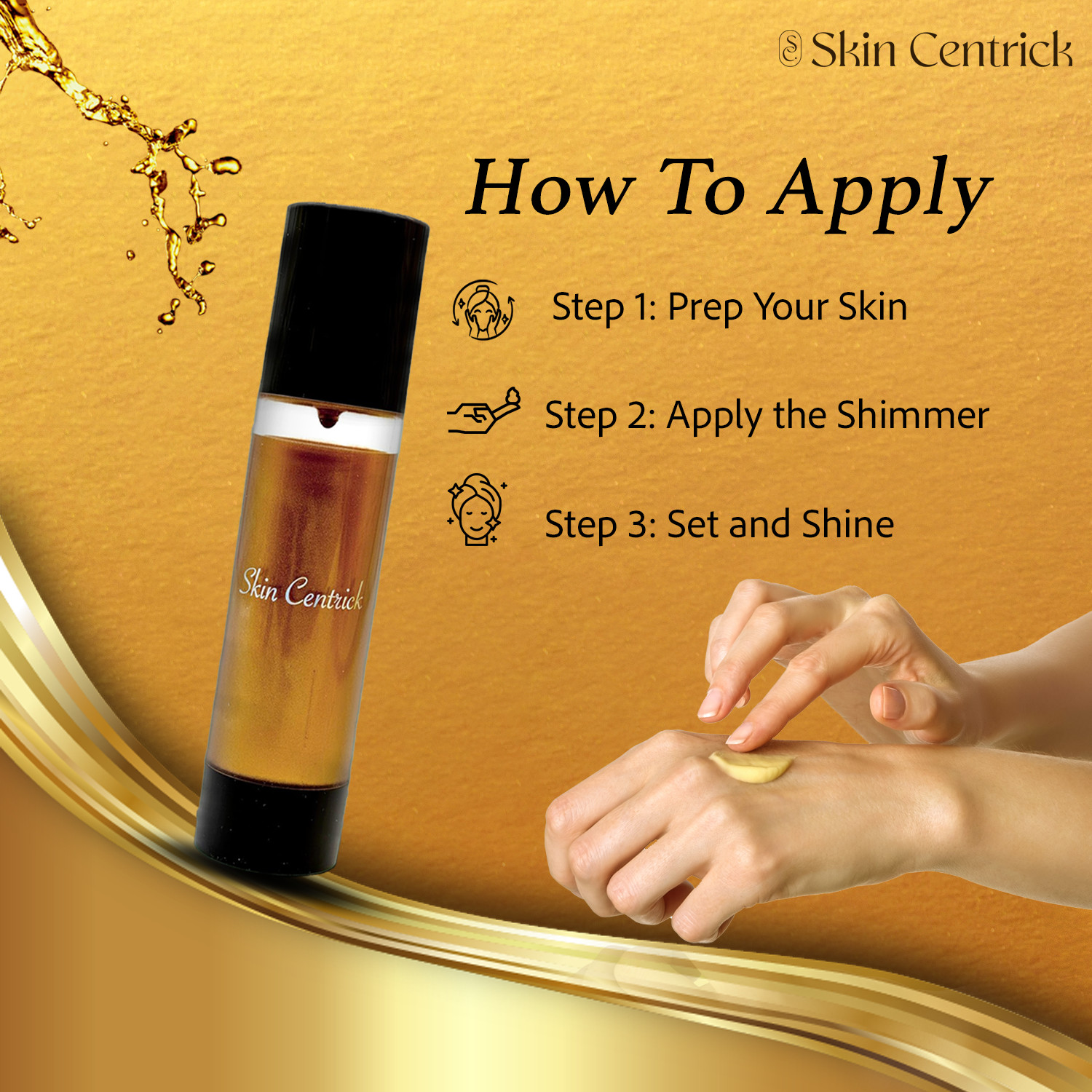 Skin Centrick Shimmer Body Oil mist, Suttle shine with a healthy glow,
