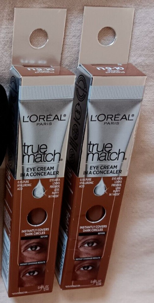 L’Oreal Paris Deep N9-10 Eye Cream Concealer Lot Hyaluronic Acid Depuffer 0.4 oz