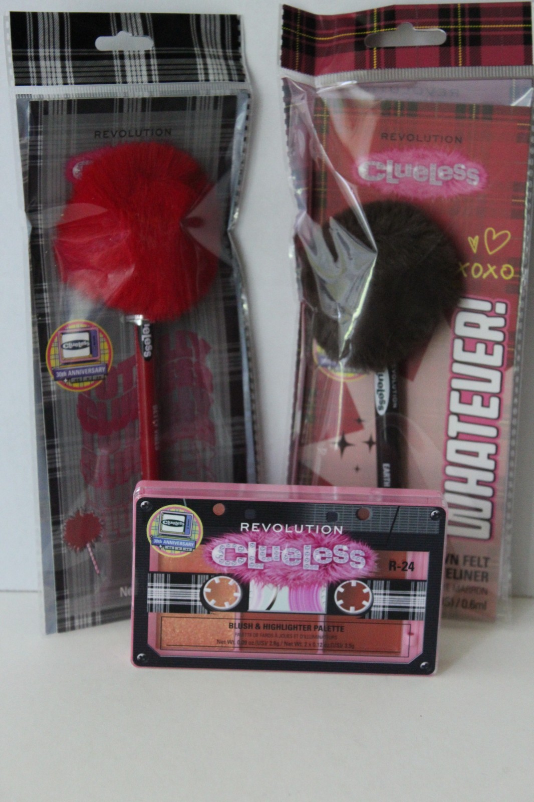 Clueless 30 year by Revolution makeup 3 piece set lip and eye liner/ blush