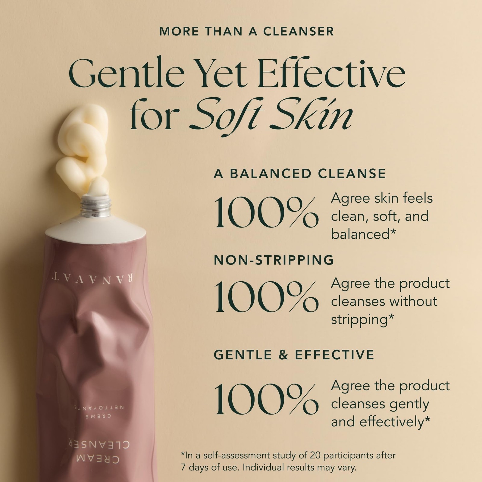 RANAVAT Cream Cleanser – Daily Facial Cleanser Doubles as Waterproof Eye Make…