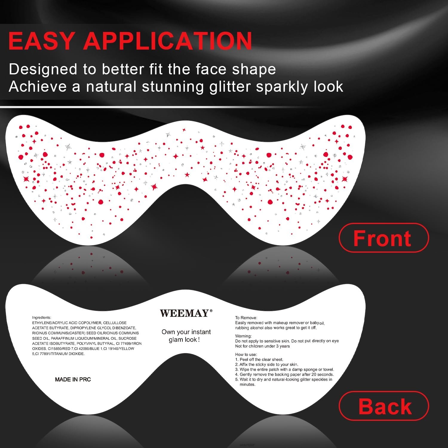 10 Pcs Red-Silver Dual-Tone Glitter Freckles, Double Colors Glitter Freckle F…