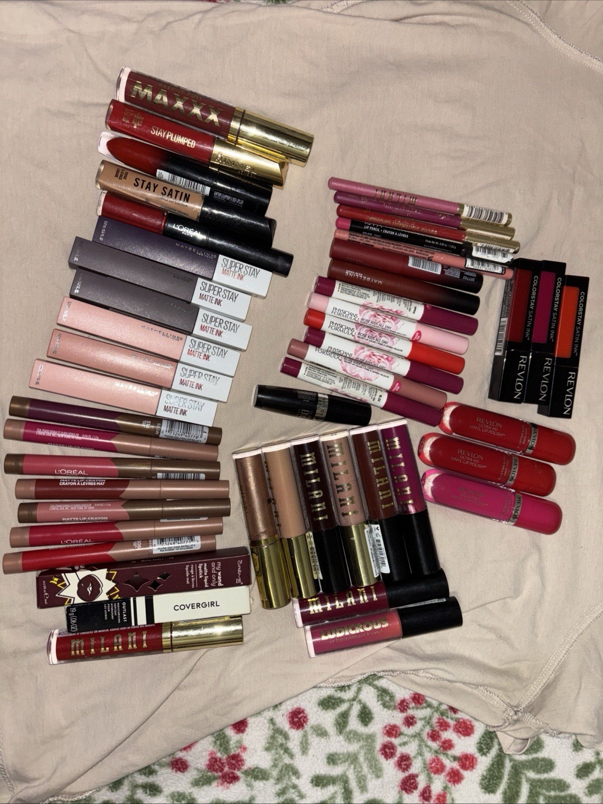 Elf Milani The Creme Shop Maybelline 50 Face Product 50 Lip Product Lot NEW