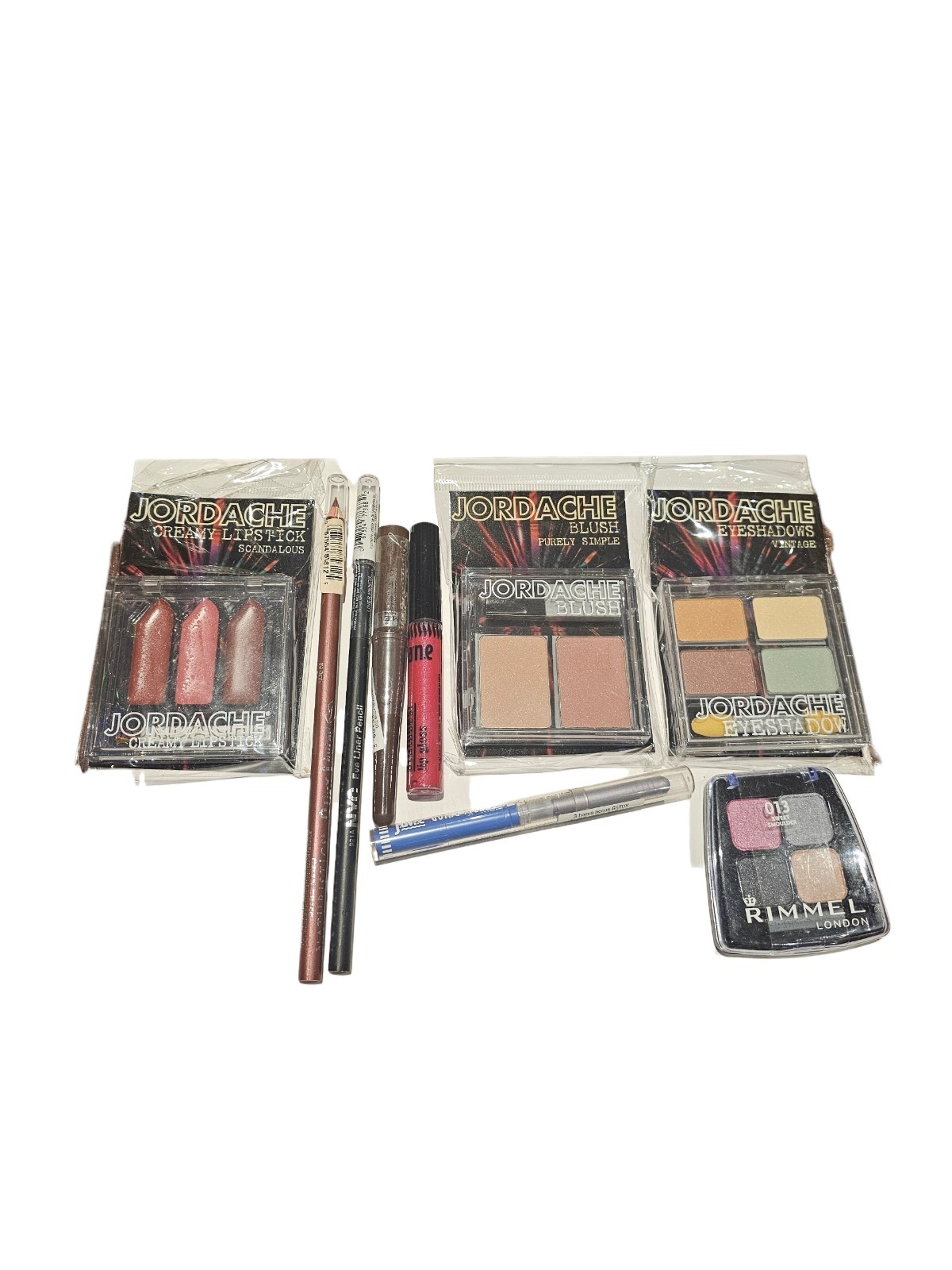 Assorted Makeup Lot 9 Pcs Jane Rimmel Jordache Eyeliner Lip Gloss Blush