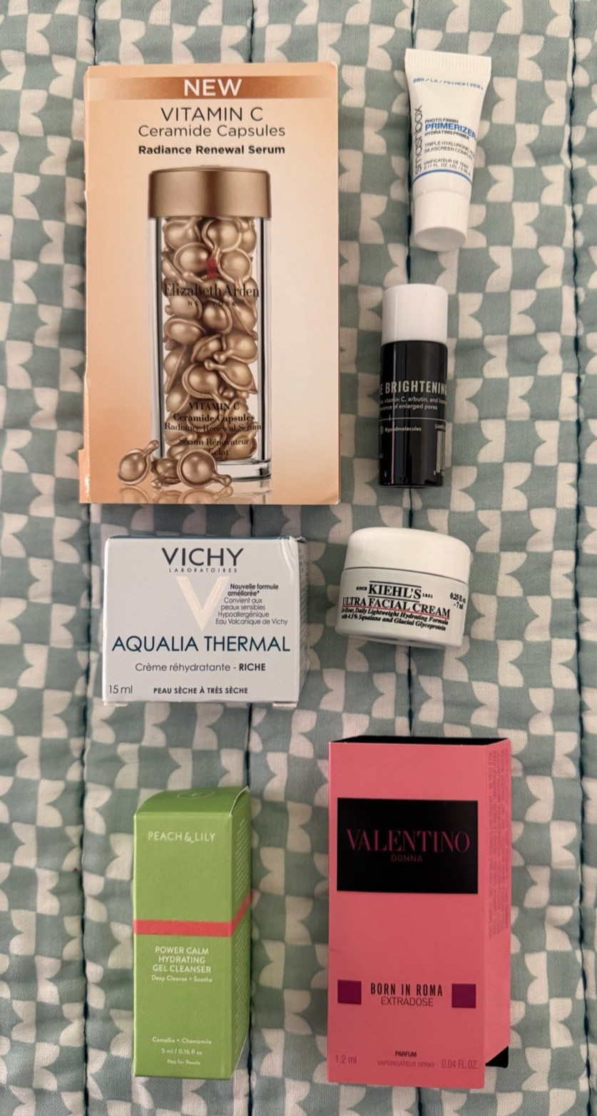 Mix Assorted Beauty Products Makeup Skincare Perfume Lot Mini Travel Sample +Bag