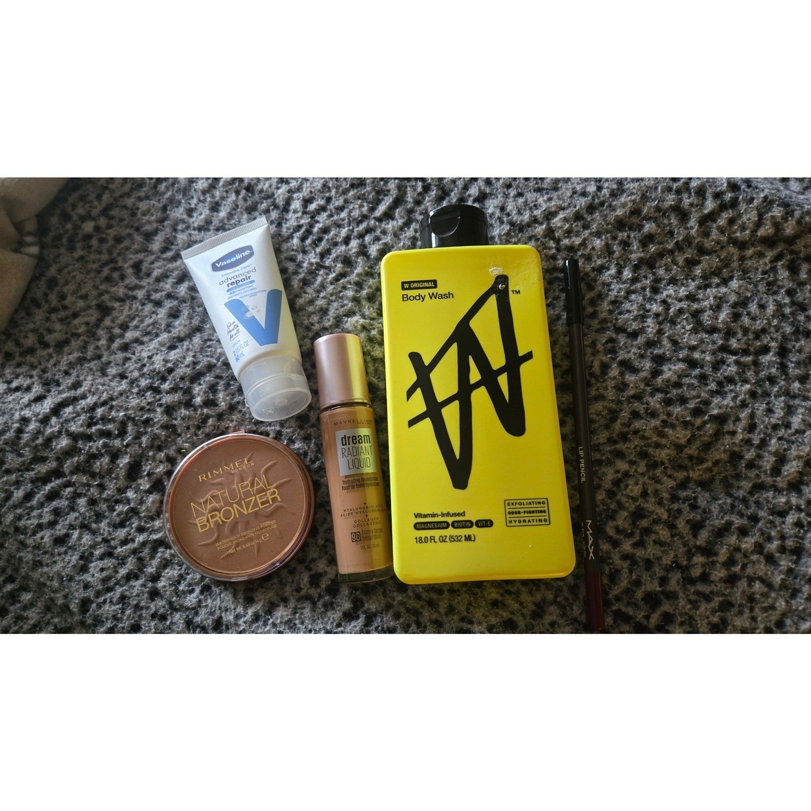 Beauty Bundle Maybelline Foundation Rimmel Bronzer W Body Wash Vaseline Lotion