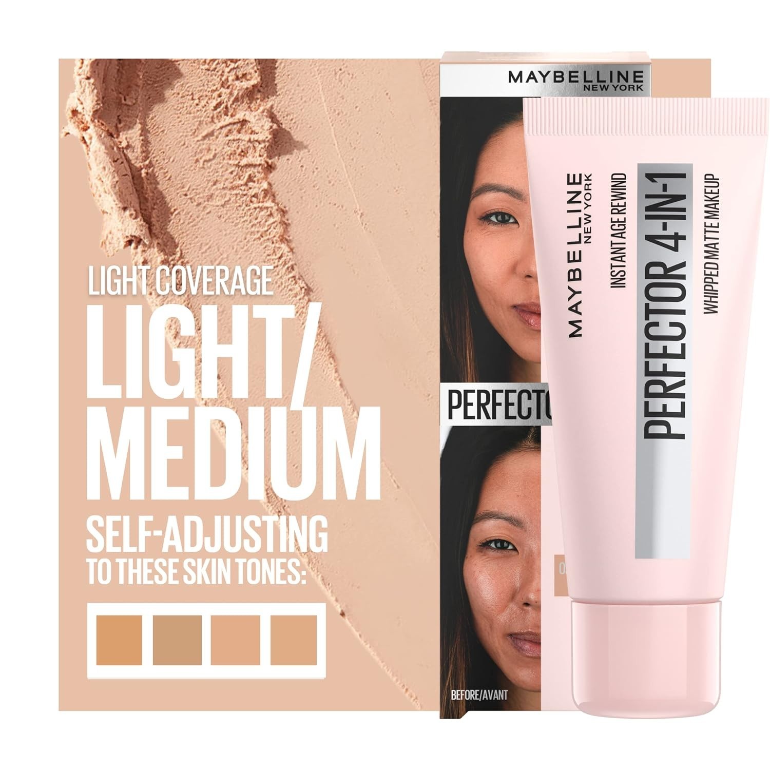 Instant Age Rewind Instant Perfector 4-In-1 Matte Makeup, 02 Light/Medium, 1 …