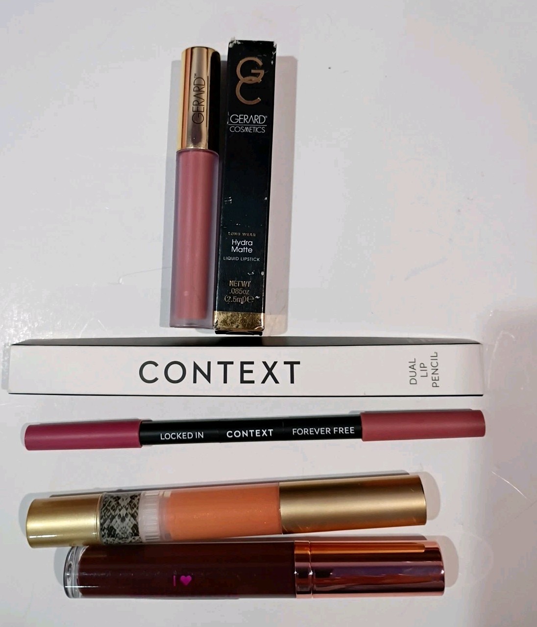 NEW Lot of 4 Lip Products Revolution Gerard Mally Context Lipstick Pencil