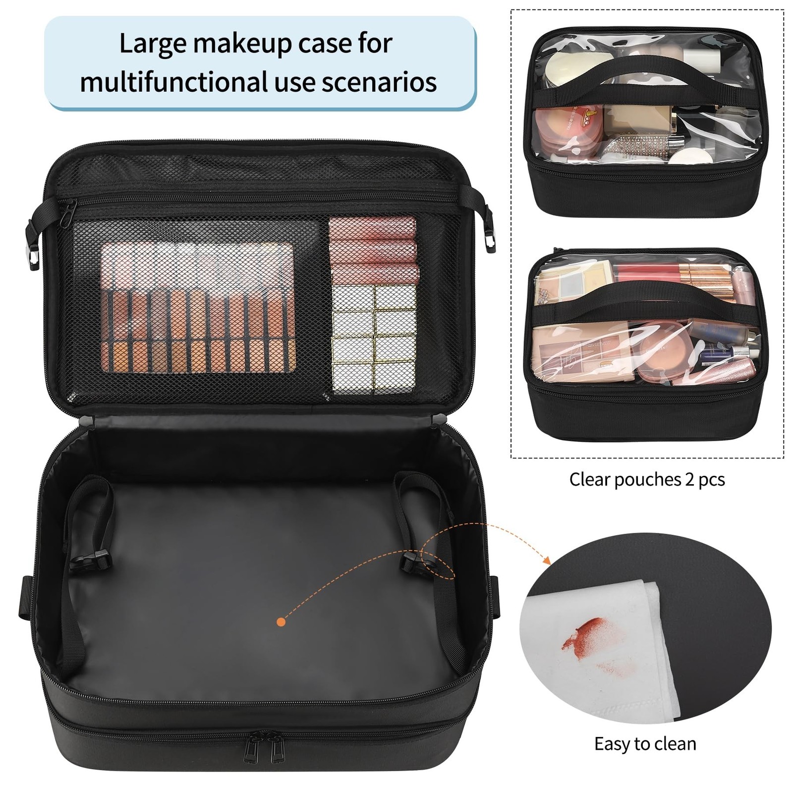 Extra Large Makeup Case, Professional Makeup Artist Traveling Bag, Double Lay…