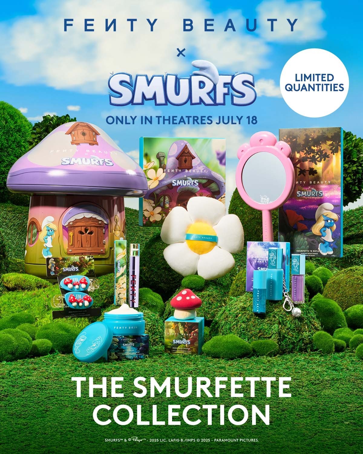 NEW! Fenty Beauty x Smurfs – The Smurfette Collection Tin 10 Pc Set Limited