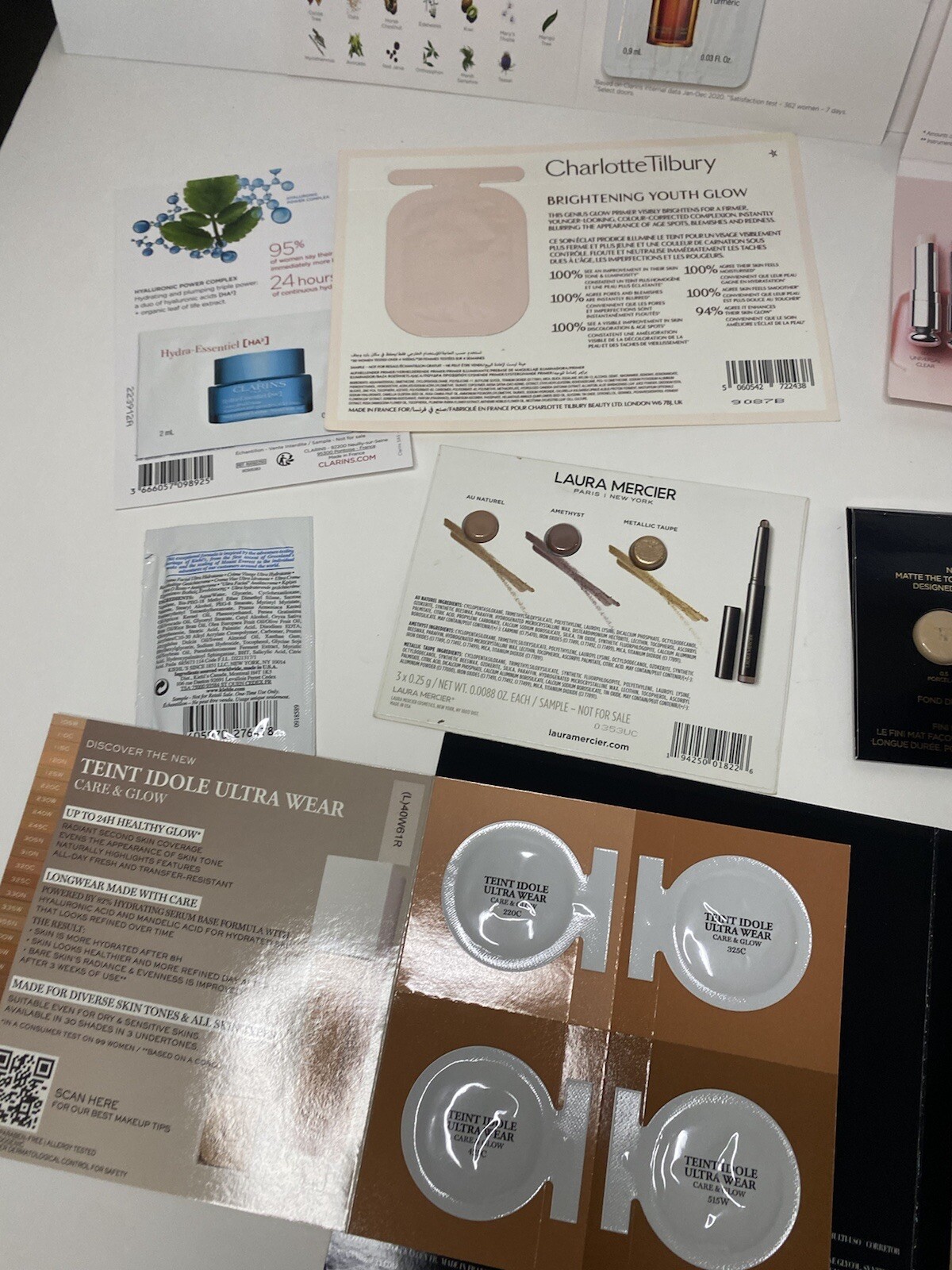 10 Pcs Beauty Makeup Skin Samples Dior Tilbury Armani Lancome Clarins FREE BONUS