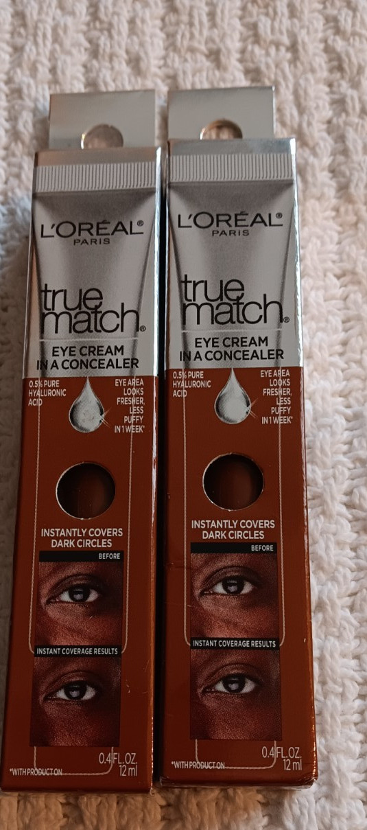 L’Oreal Paris Deep N9-10 Eye Cream Concealer Lot Hyaluronic Acid Depuffer 0.4 oz