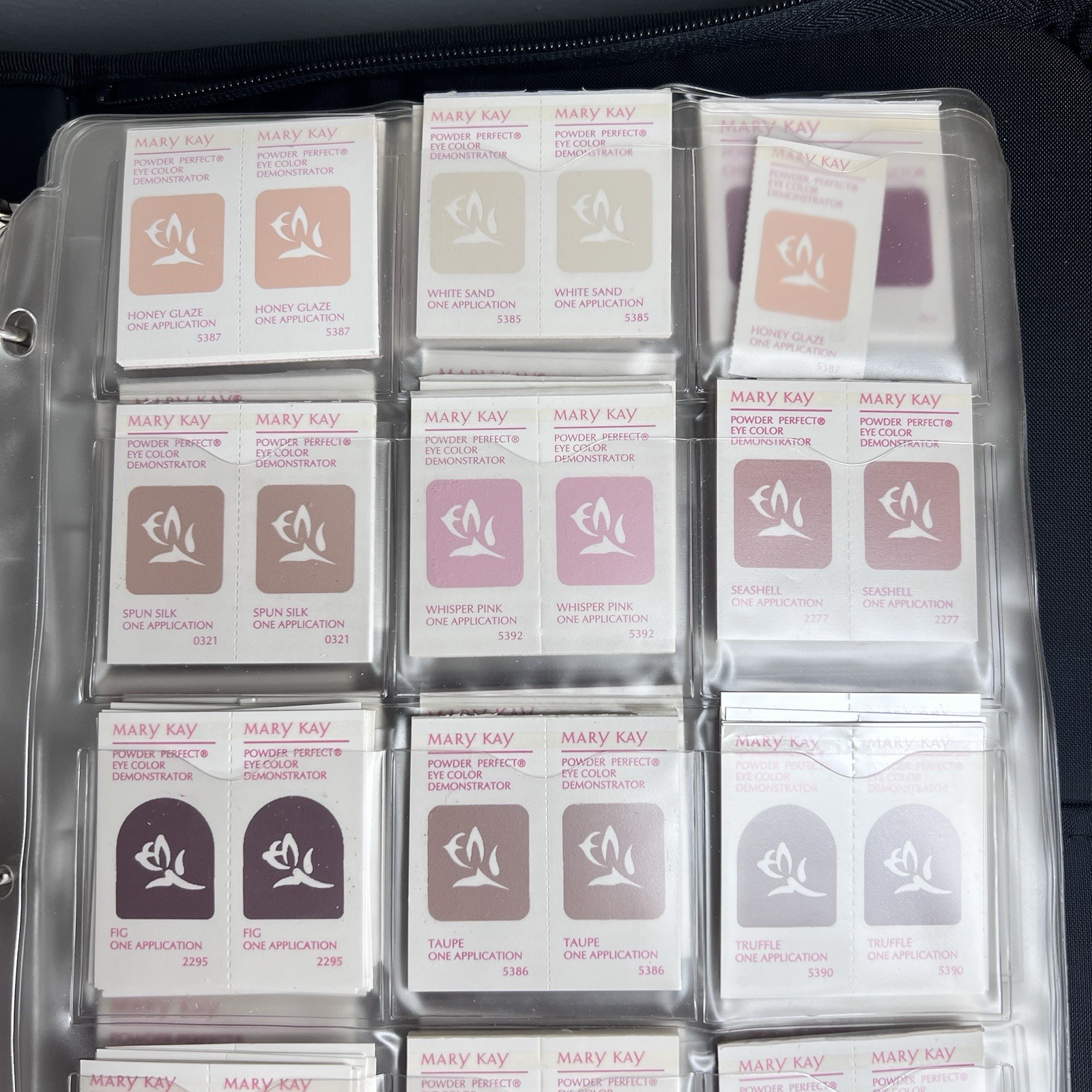 Mary Kay Samples-Foundation, Eye Colors, Cheek Colors, Lipstick in Zipper Binder
