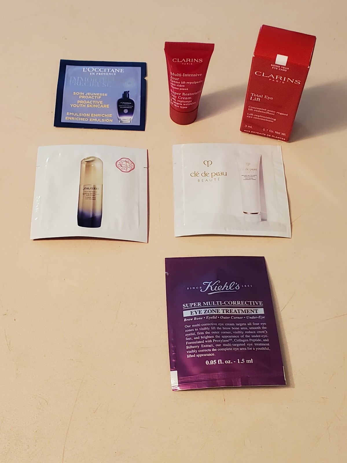 Cosmetics LOT (6) CLARINS Total Eye Lift 3ml, CLARINS Super Rostorative Day +++