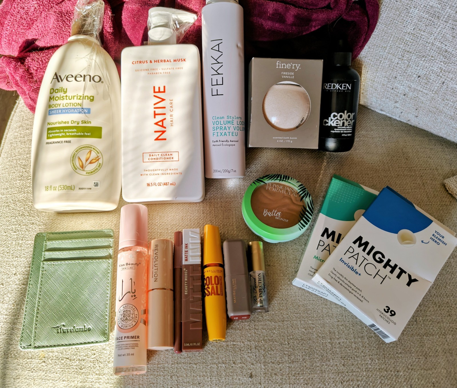 Beauty Bundle Feat: Aveeno, Native,Fekkai, Maybelline, Redken, Finery,Too Faced+