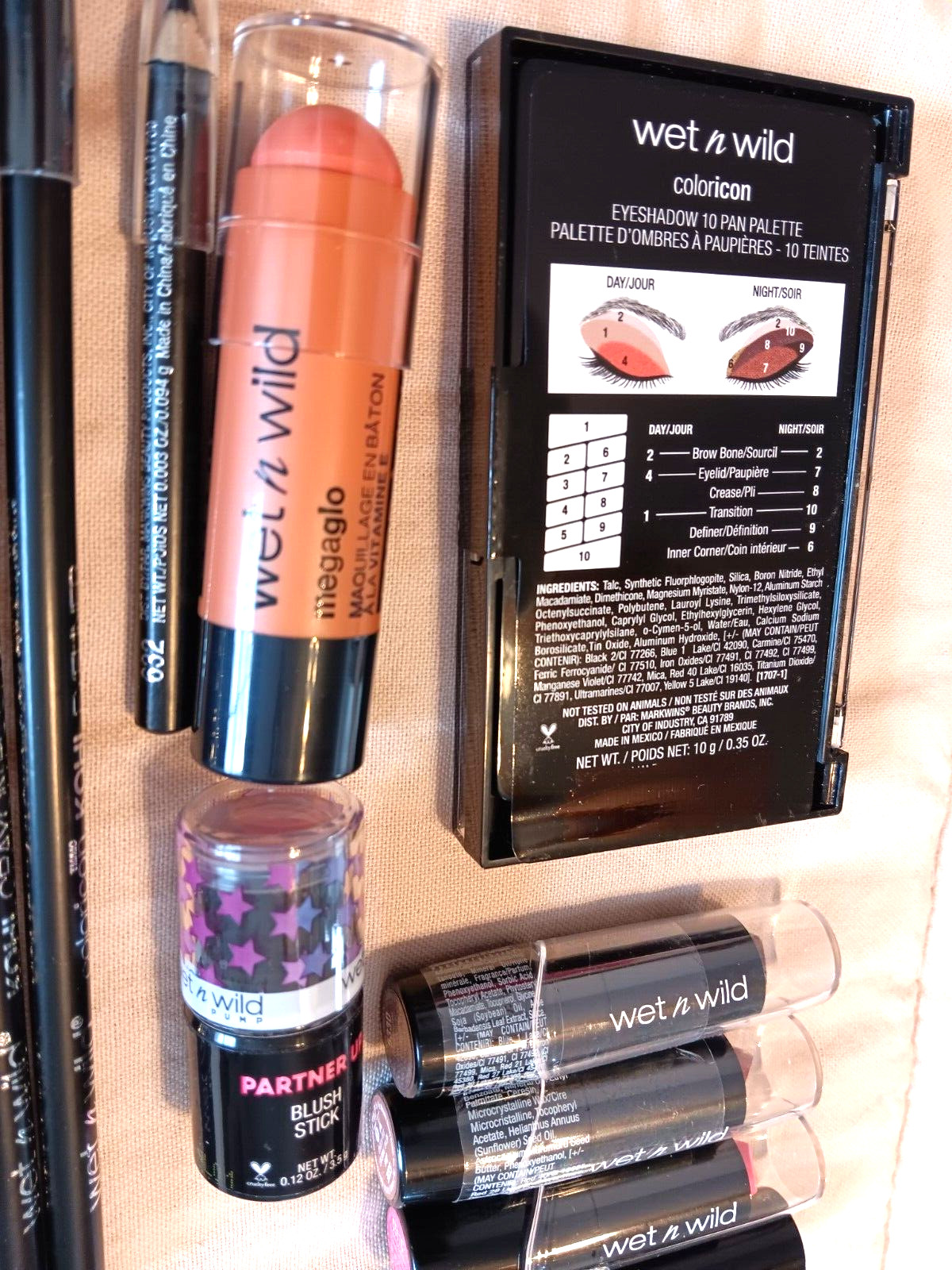 Wet n Wild Lot Medium Brown Brow Sessive Eye Pencil Eyeshadow Blush Lipstick