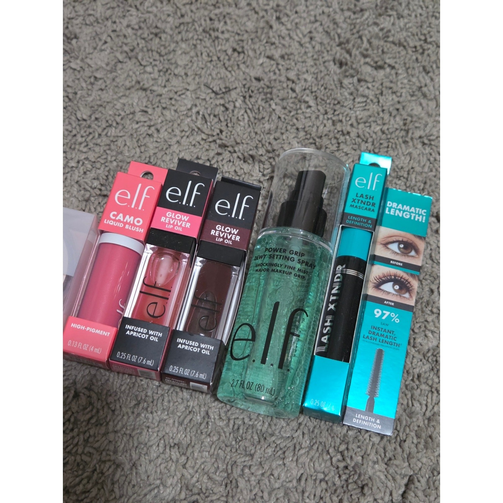 e.l.f. Cosmetics Face Makeup Bundle Setting Powder, Spray, Lips, Cheeks, Mascara