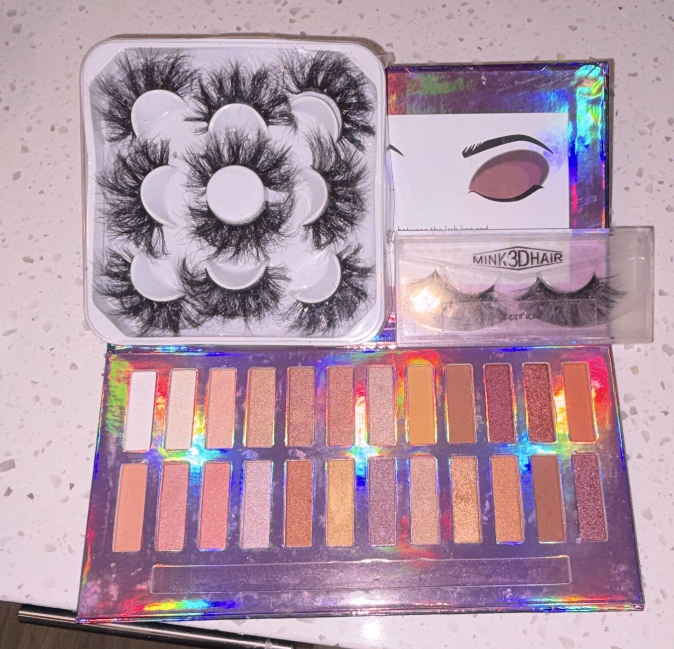 MINK 3D HAIR 3D False Eyelashes Mixed Lot Bundle w/ Eyeshadow Palette