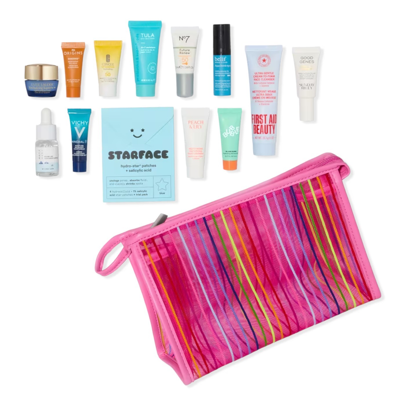 ULTA BEAUTY 34 PIECE Skincare Makeup Perfume Samples – Pink Travel Bag