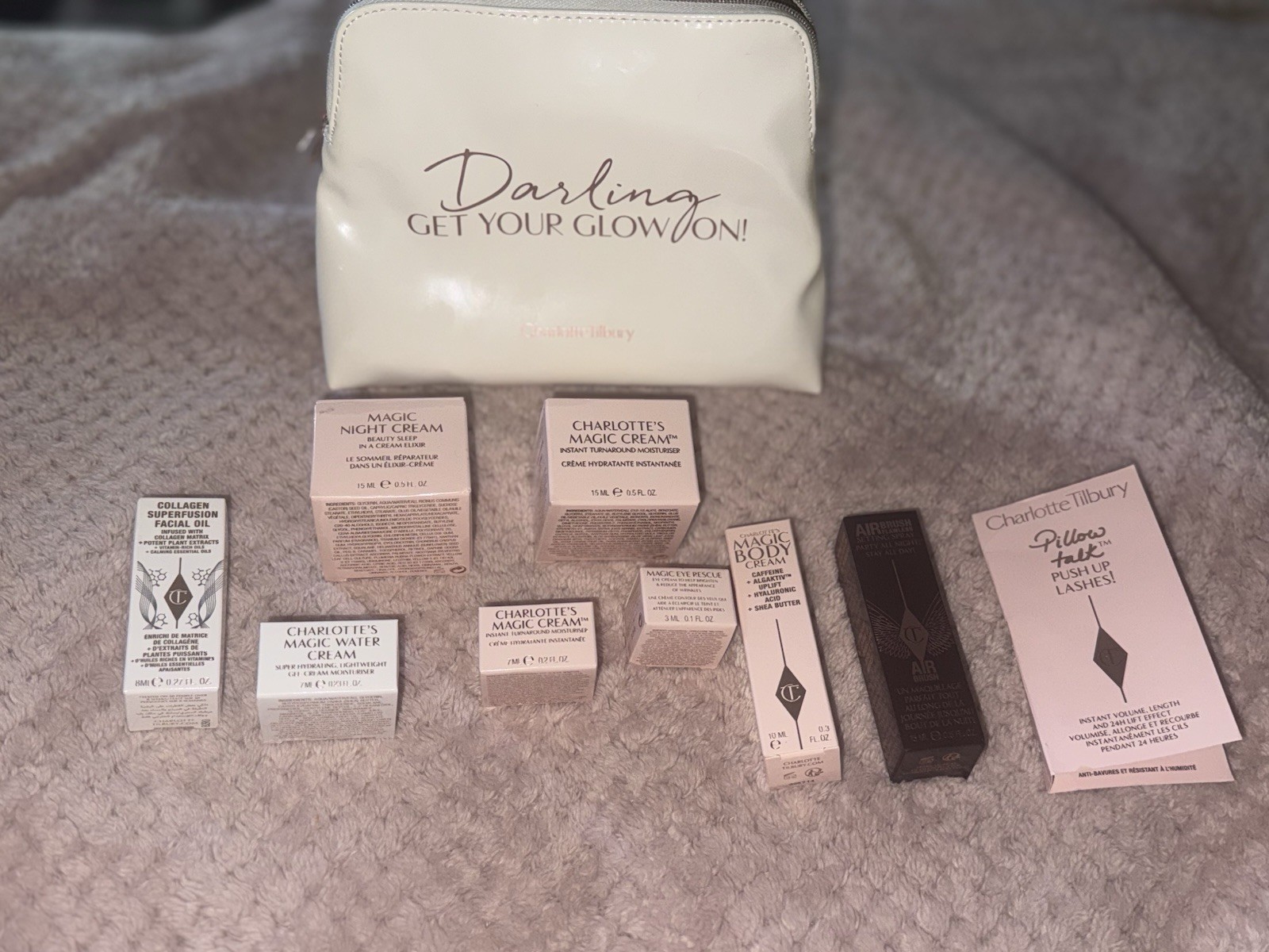 Charlotte Tilbury Makeup Mixed Lot Sample Size Magic Creams, Mascara & Glow Bag