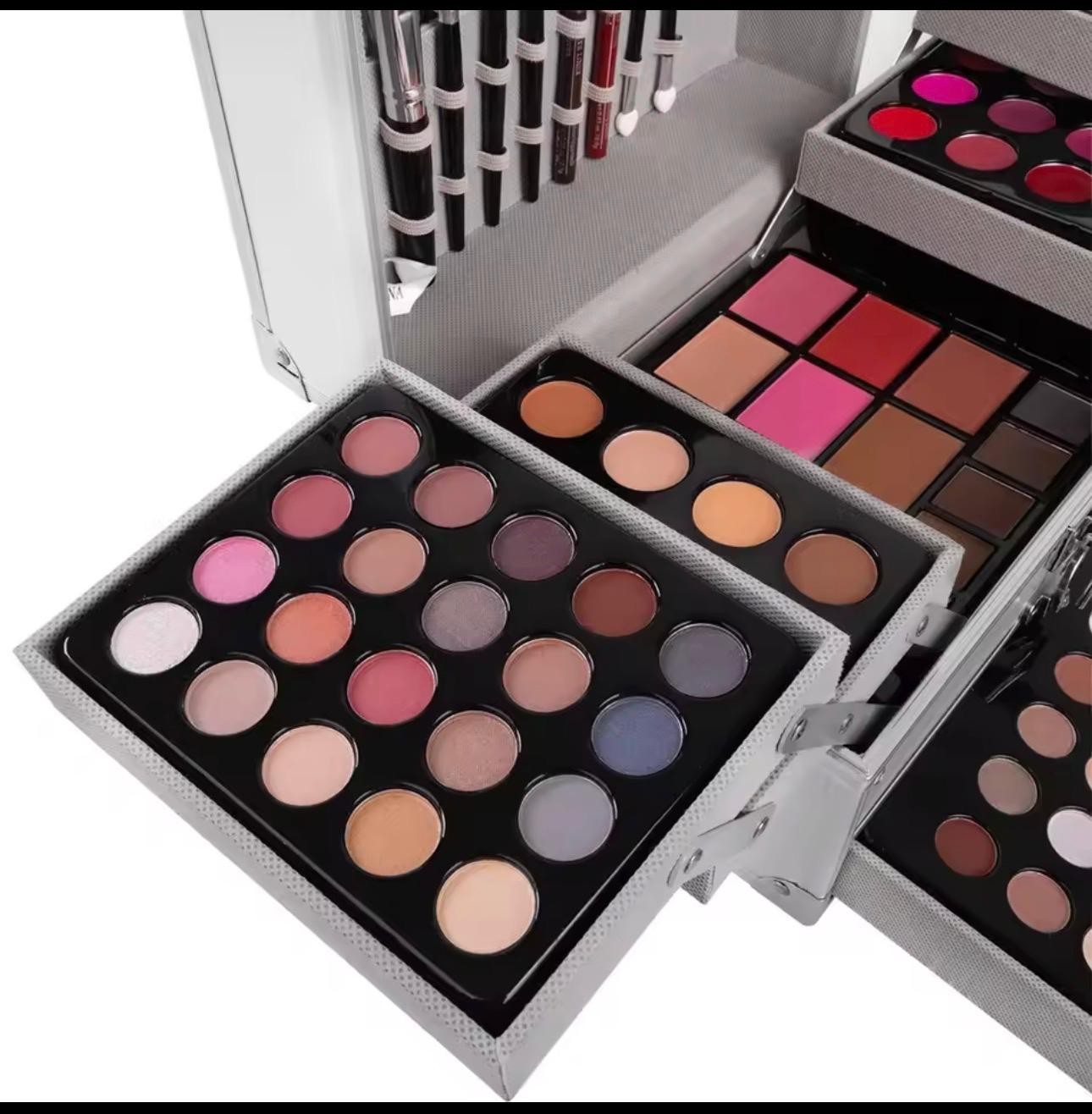 Multicolor Makeup Set Kit: Eyeshadow, Blush, Lipstick, Gloss, Brushes