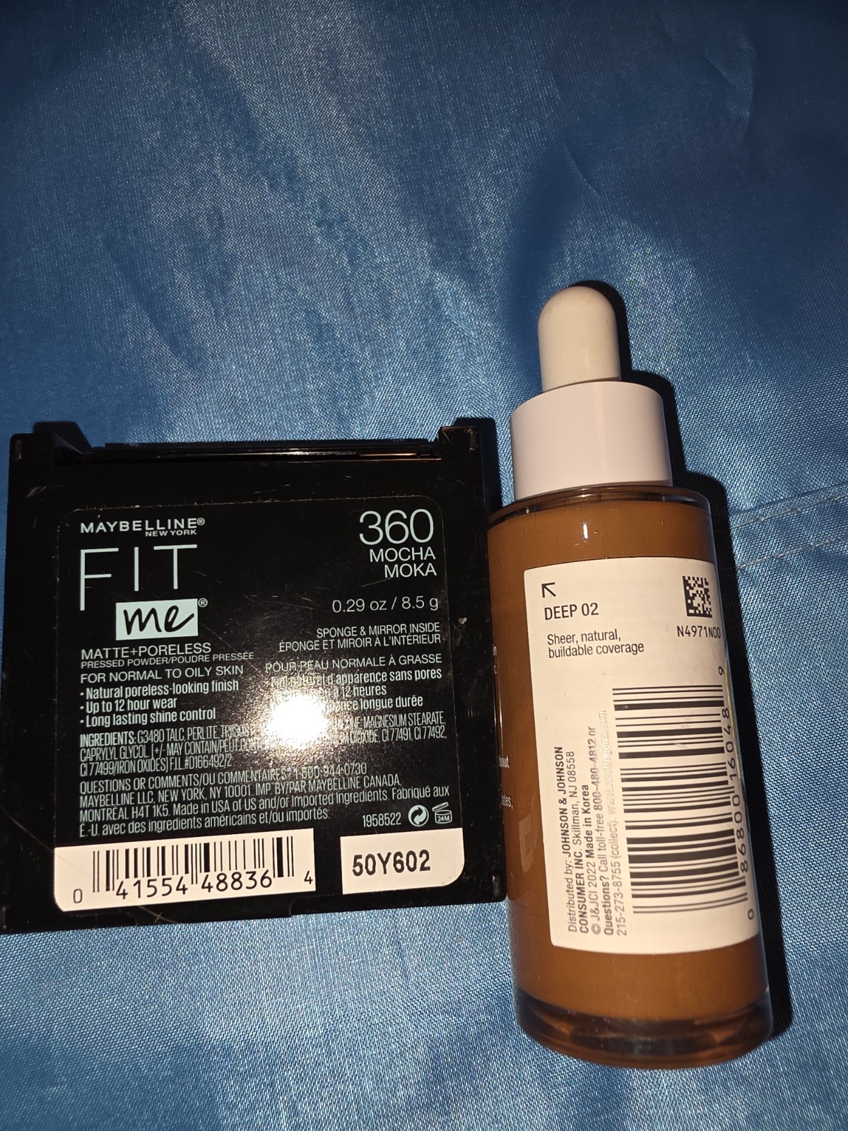Maybelline Fit Me Matte + Poreless Powder 360 & Neutrogena Serum Foundation Deep