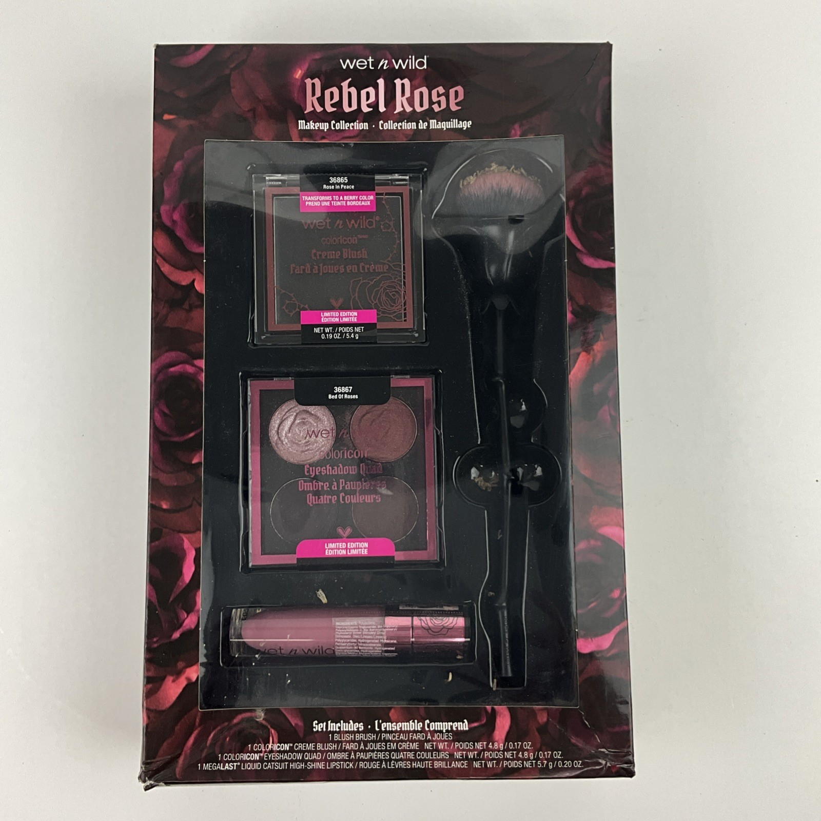 New Wet n Wild Rebel Rose Set Makeup Collection Black Blush Limited Edition RARE
