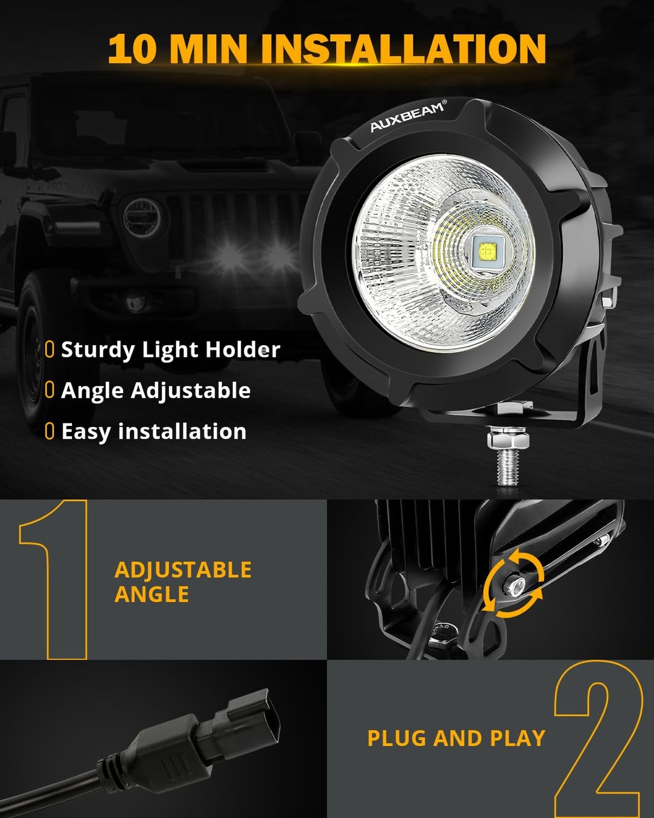 Auxbeam LED Pod Light, 3.5 Inch Round Offroad Lights Spot Beam Driving Lights…