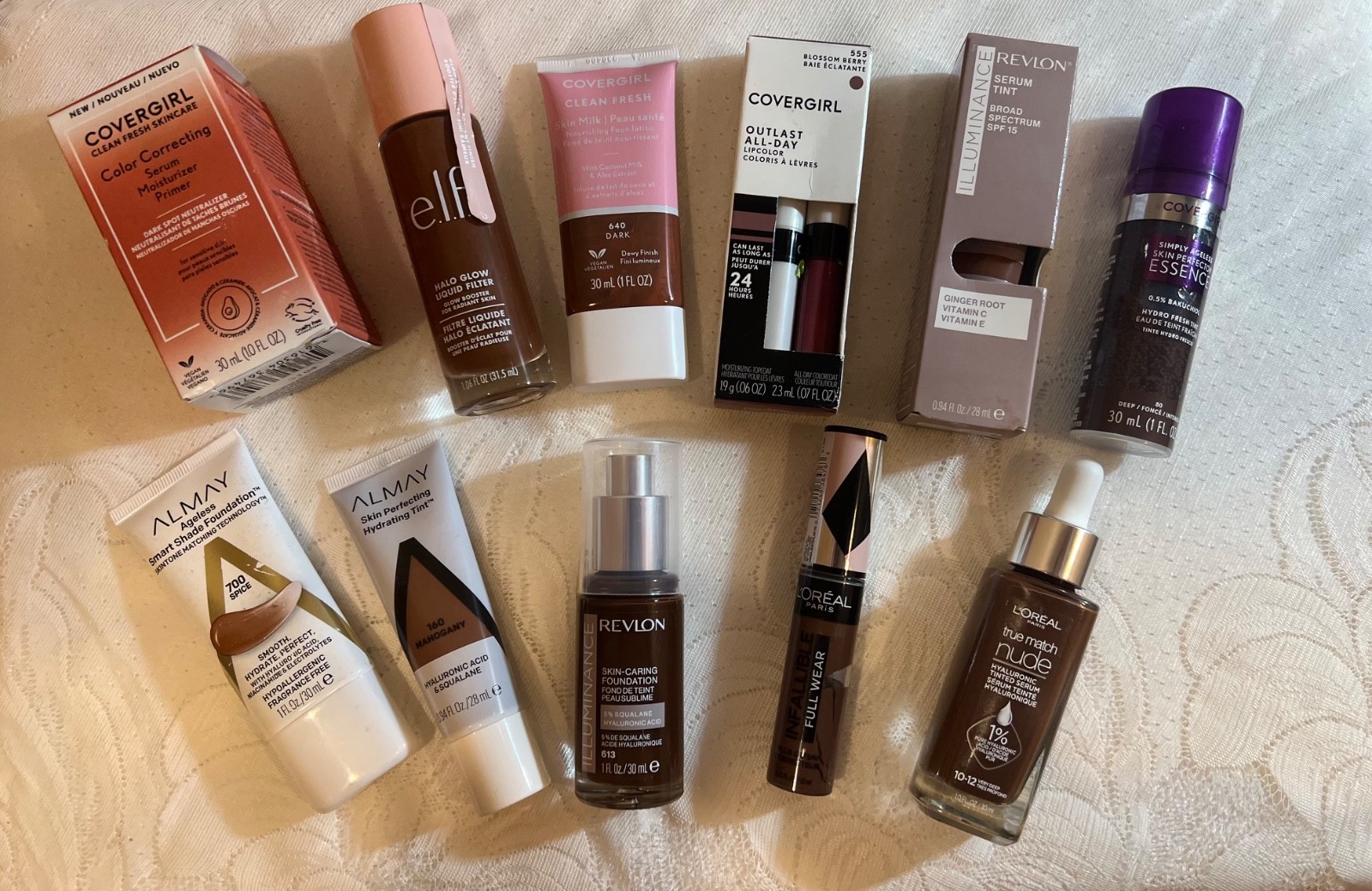 Makeup Lot 11 Deep Tone Covergirl Revlon Elf L’Oréal Foundation Lip concealer
