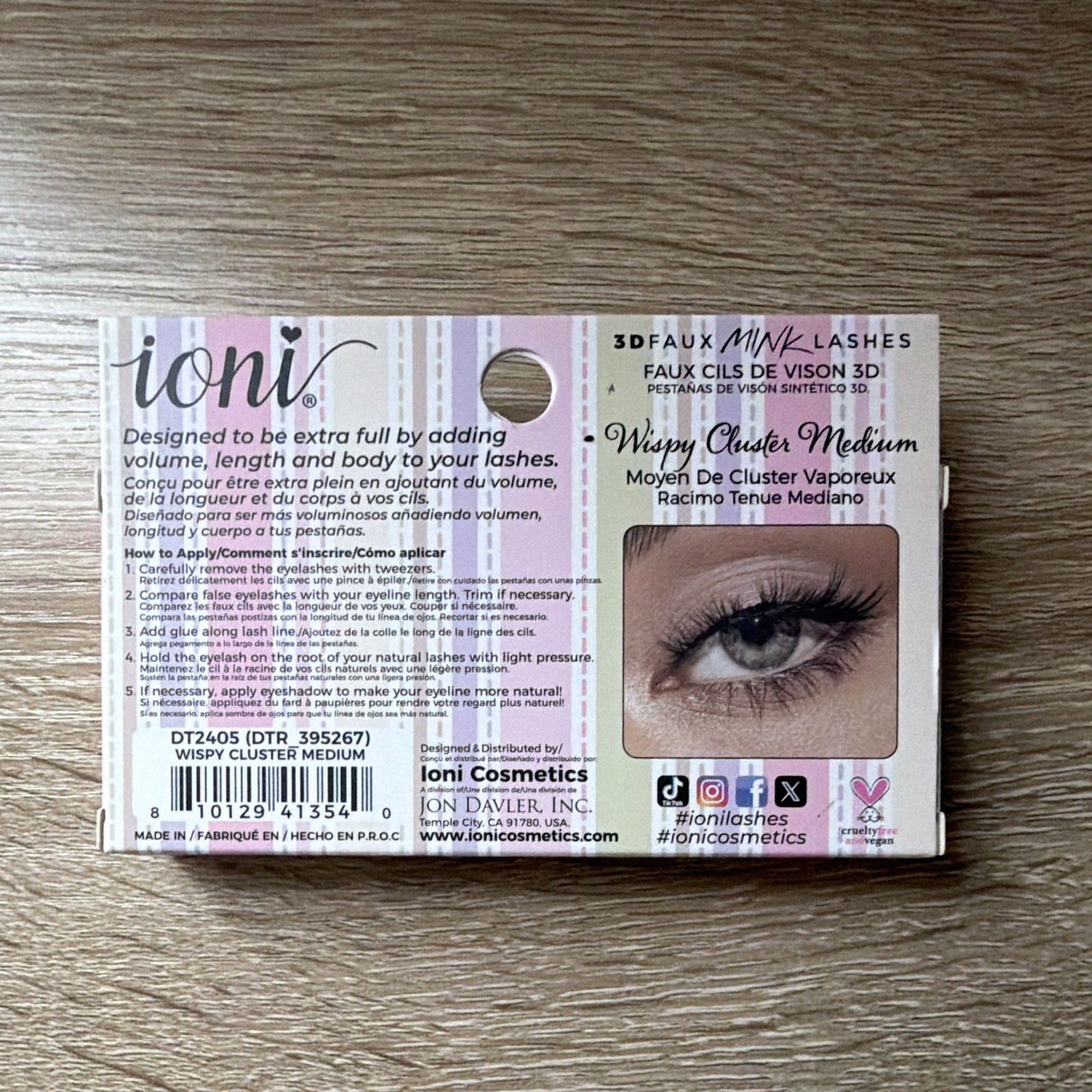 ioni 3D Faux Mink Strip Lashes Clear Band Handmade Wispy Natural Cat Eye
