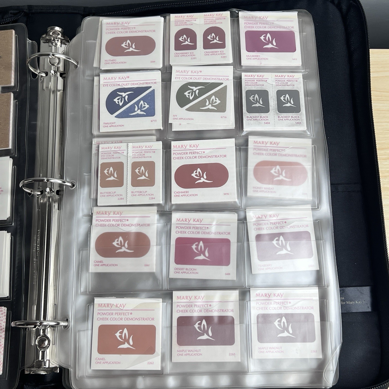 Mary Kay Samples-Foundation, Eye Colors, Cheek Colors, Lipstick in Zipper Binder