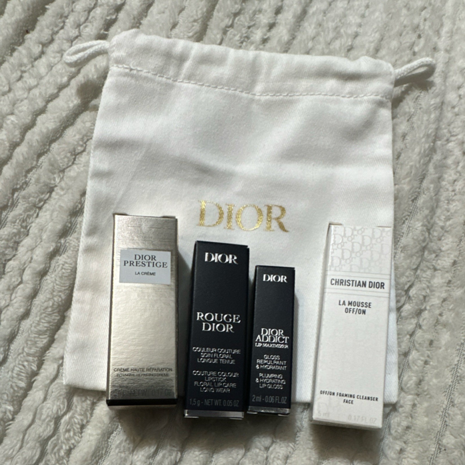 Dior Prestige La Crème, Rouge Dior 999 Satin, Addict Lip Maximizer Lot,whitebag