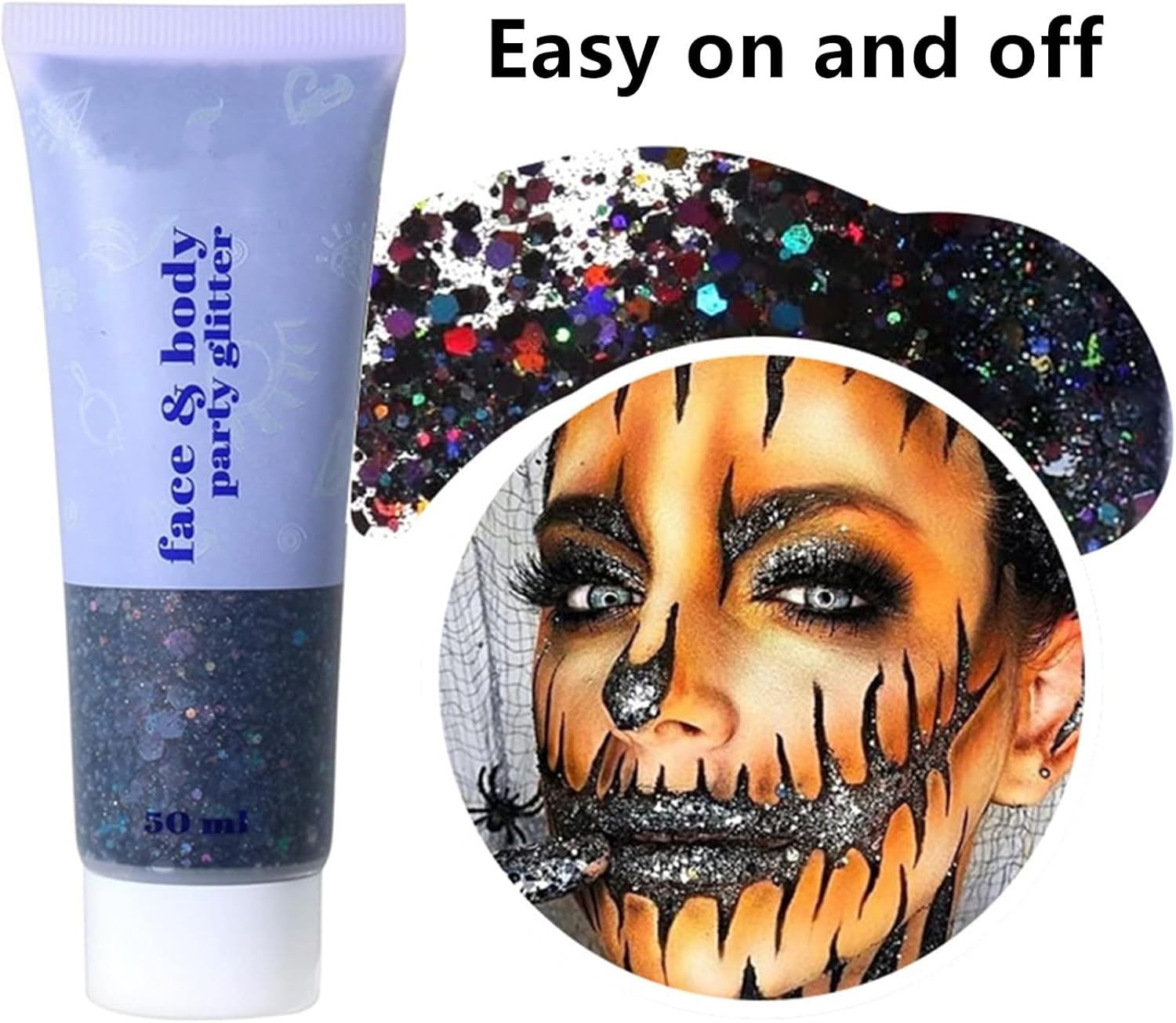 Chic Black Face Glitter with Holographic Shine – Perfect for Parties & Raves