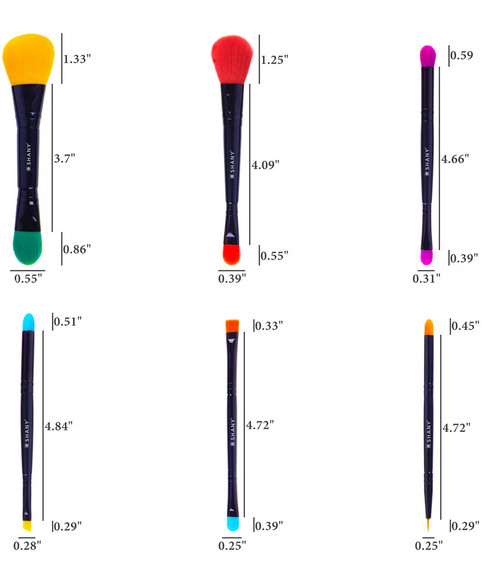 SHANY Vegan Makeup Brushes – LUNA – 6 PC Double Sided Travel Make up Brushes