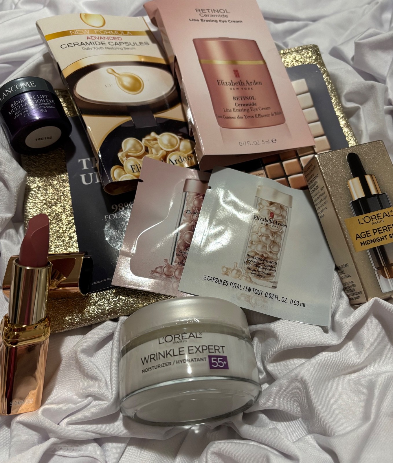 Lot 10 HIGH-END SKINCARE FULL SIZE cream Lipstick & SAMPLES + Kiko Milano Bag