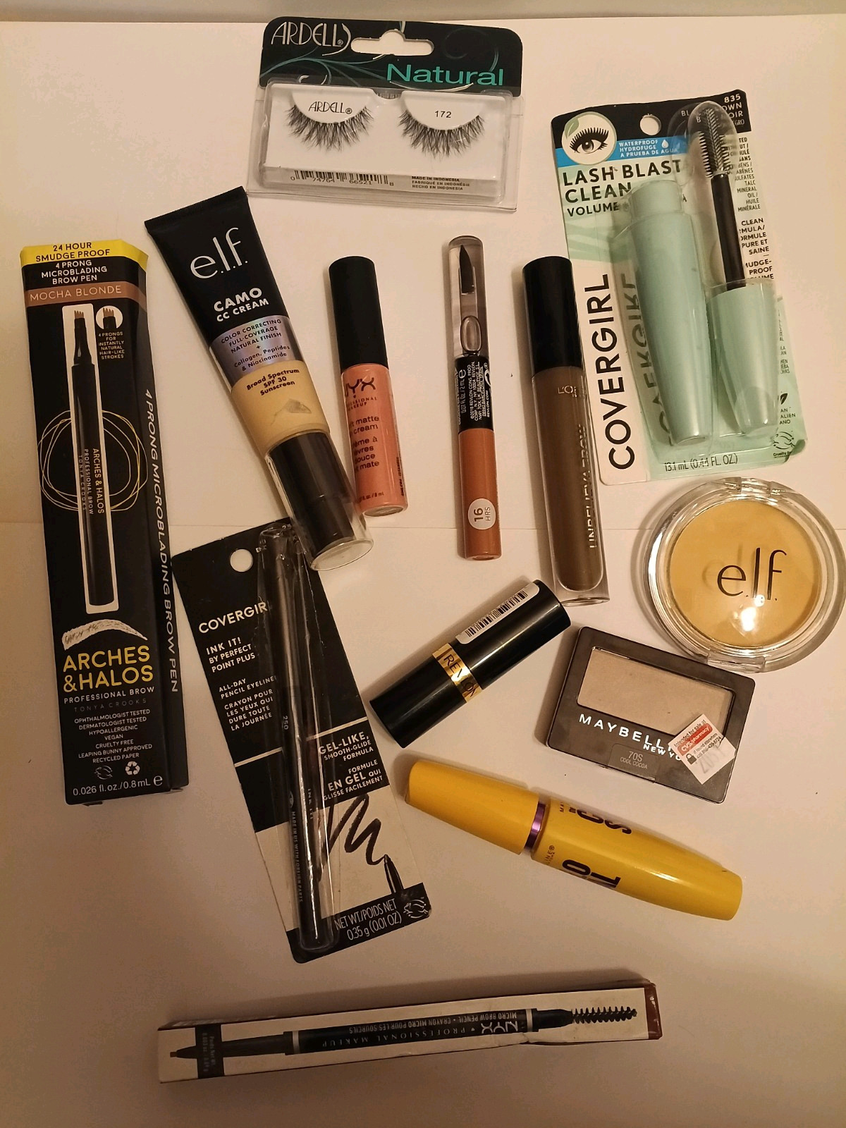 13Pcs.Cosmetic/ Make Up/ Beauty Bundle. Maybelline/L’Oreal/CoverGirl Ardell/ Elf