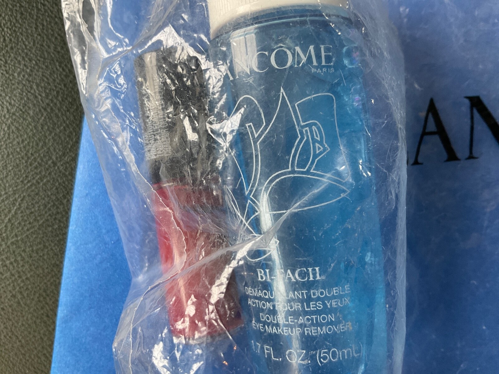 Lancôme makeup lot Blush SUBTIL, Bi-Facil, lip gloss, TRAVEL SIZES sealed pouch