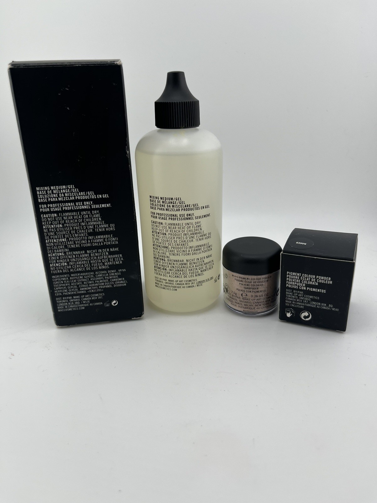 HTF-M·A·C Pigment-NAKED-Loose Pigment Jar + MIXING MEDIUM GEL. OG Pro formulas!