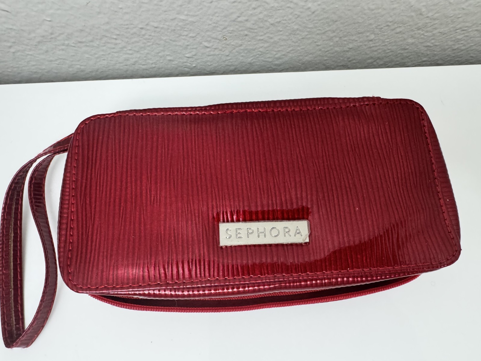 SEPHORA Makeup Brush Set Travel Mini Brushes w/ Mirror Case Cosmetic Kit Red