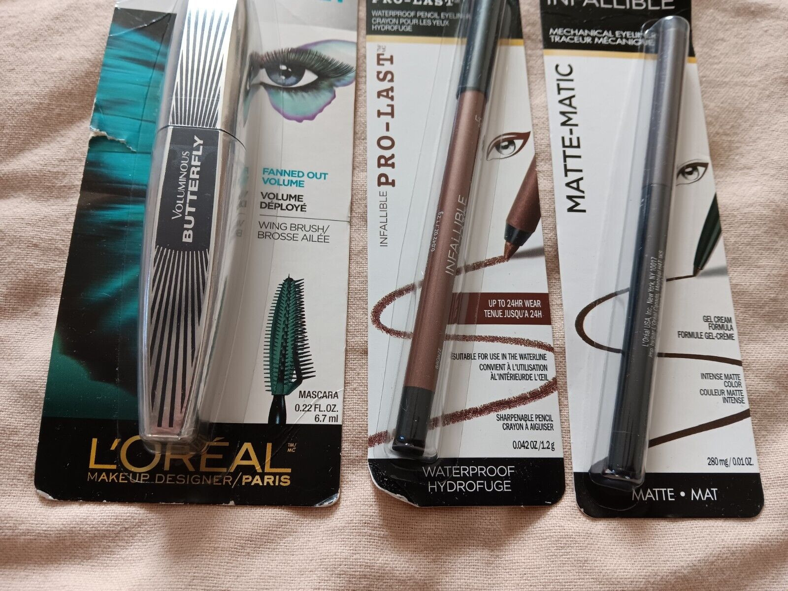 L’oreal Paris Lot #869 Black Brown Mascara #840 Bronze #513 Deep Brown Eyeliner