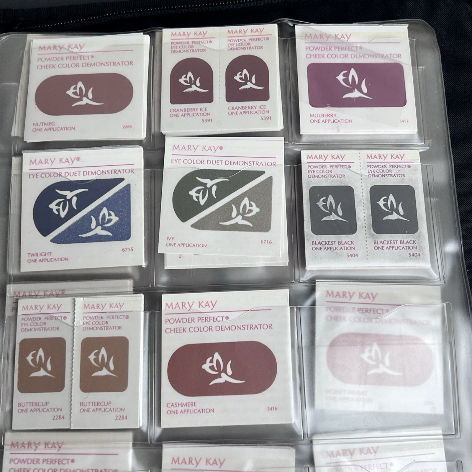 Mary Kay Samples-Foundation, Eye Colors, Cheek Colors, Lipstick in Zipper Binder