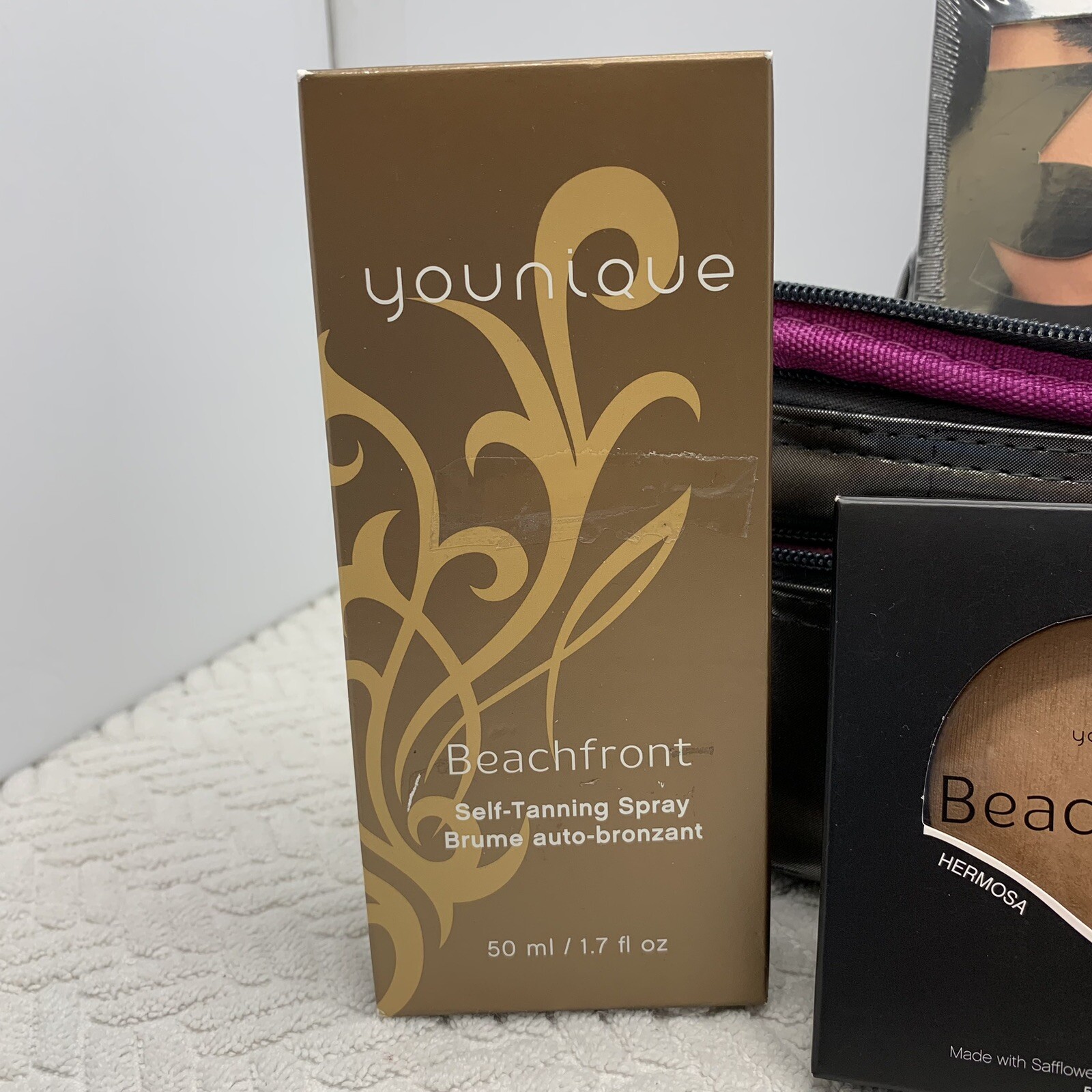 Younique Gift Pack, Lot Of 6, Bronzer, Lip Gloss, Lashes, Shimmer, Spray Tan