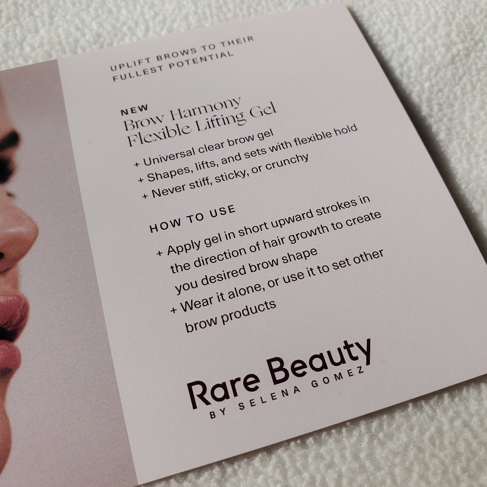 Rare Beauty By Selena Gomez Brow Harmony Gel PR Card